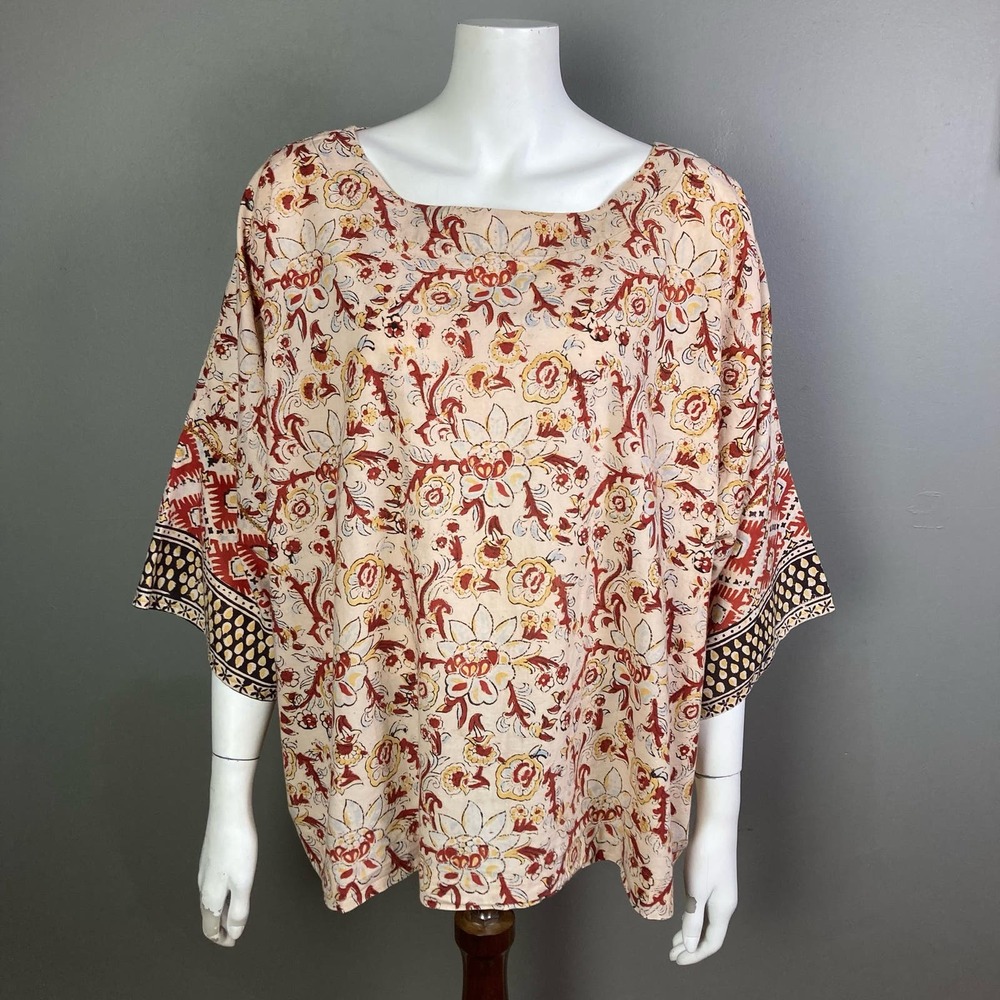 J. Jill PureJill top tee Large organic cotton batik boatneck